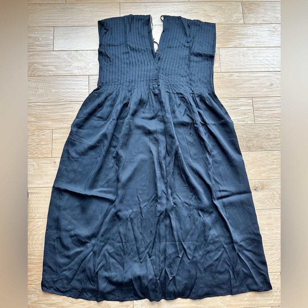 & Other Stories Black Pleated Midi Dress